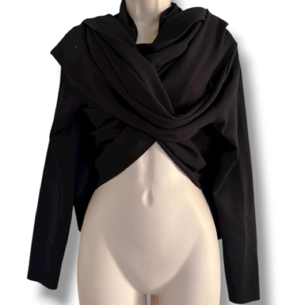 Jarbo Soft Knit Travel Multiway Wrap Cardigan Size 40 US Large Black